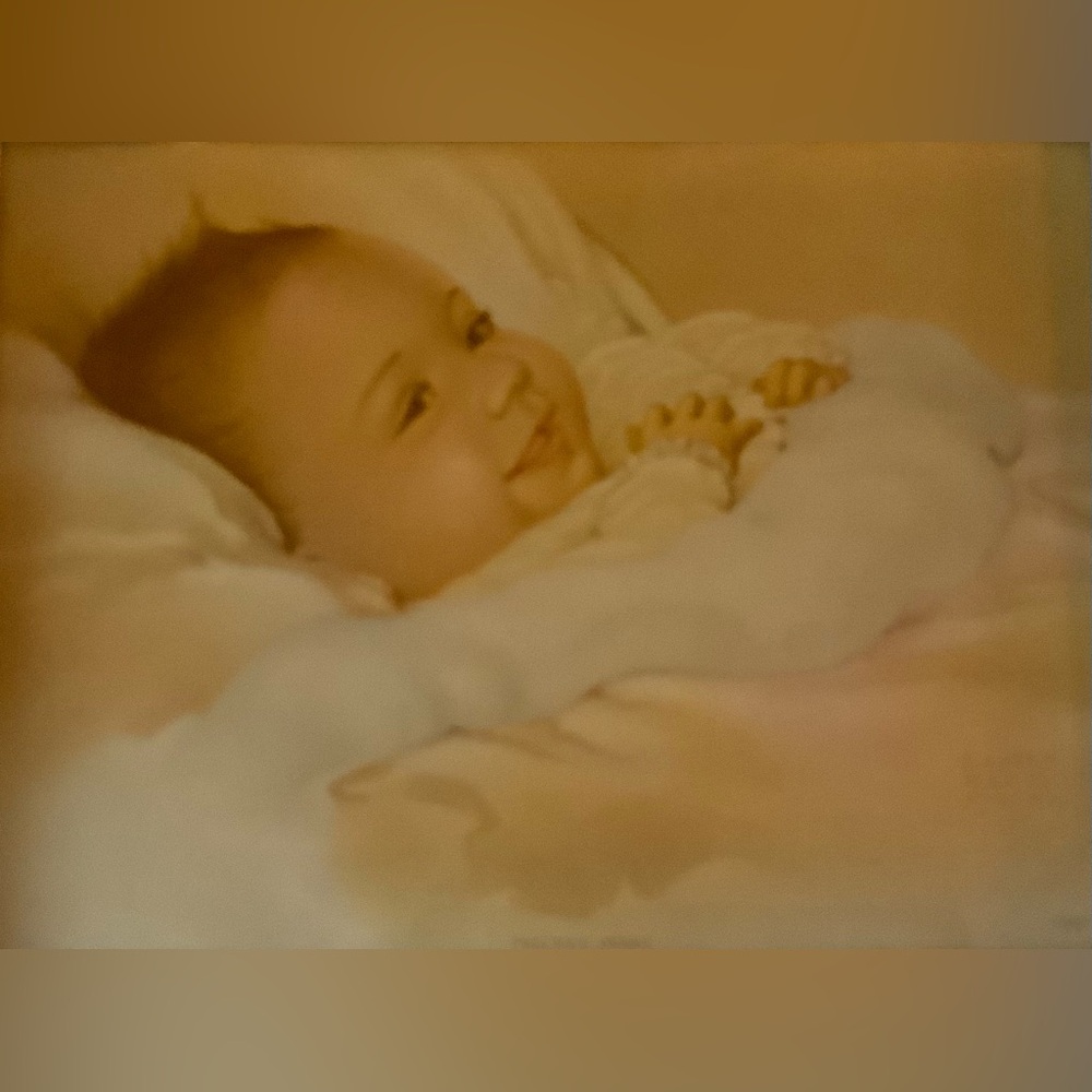 Vintage Framed Baby Photo “Precious Awake” by Edythe Marie Klapka